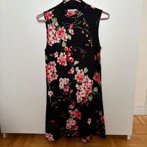 Black & Pink Floral Sleeveless Dress - Small